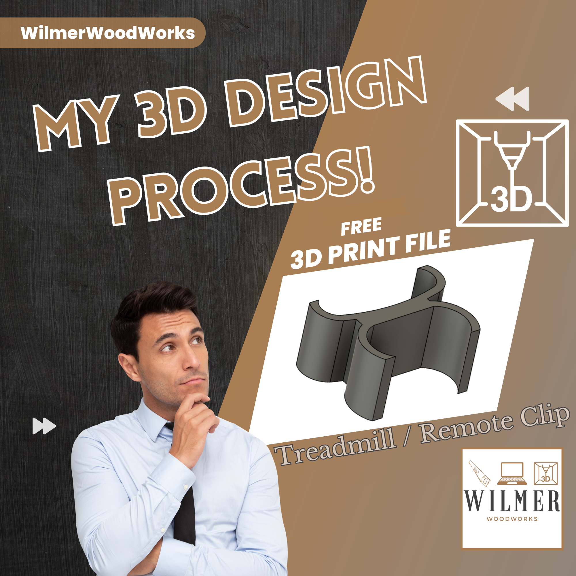 My 3D Print Design Process | Treadmill Remote Clip 1 FREE 3d Print File - Treadmill Remote Clip