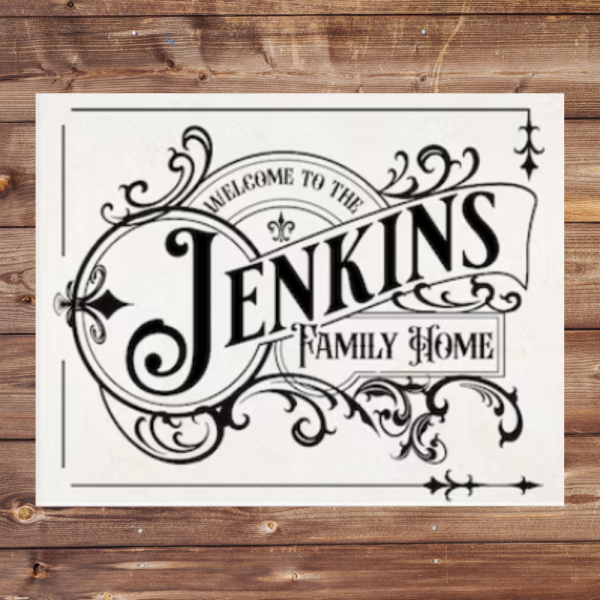 Personalized family sign with vintage flair vsf001 wilmerwoodworks