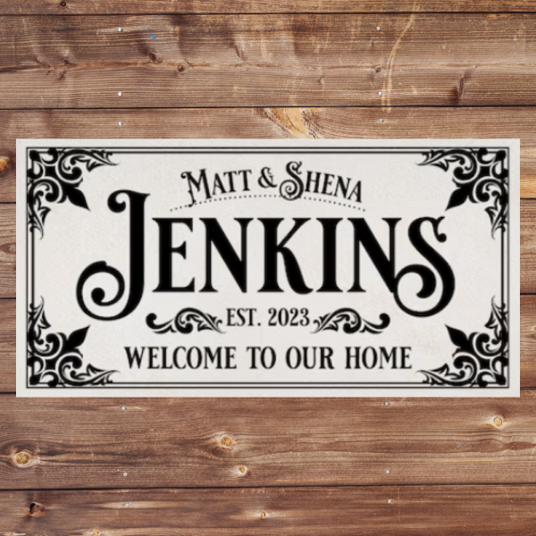 Personalized family sign with vintage flair vsf003 wilmerwoodworks