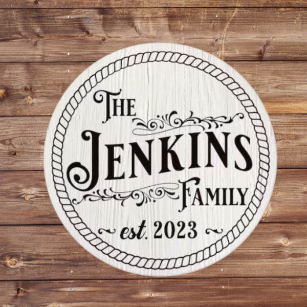 Personalized family sign with vintage flair vsf010 wilmerwoodworks