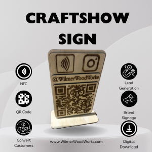Laser Cut QR Code & NFC Sign Display – SVG File for Craft Booths, Small Business, Events