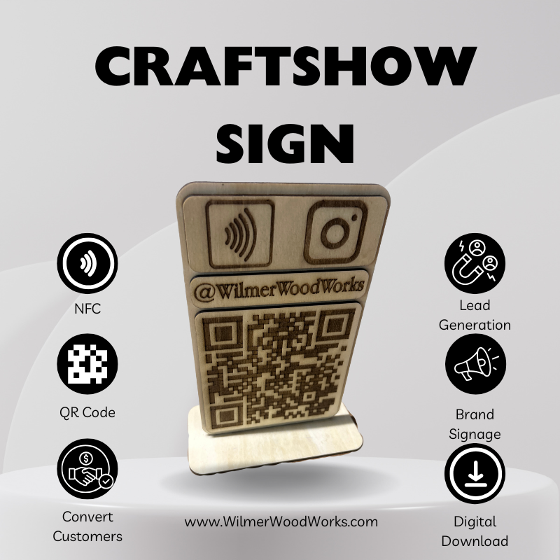 Laser Cut QR Code & NFC Sign Display – SVG File for Craft Booths, Small Business, Events 1 Laser Cut QR Code & NFC Sign Display – SVG File for Craft Booths, Small Business, Events
