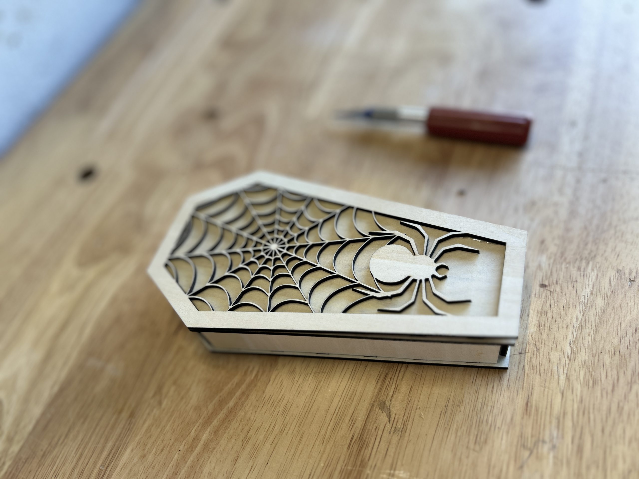Halloween Laser Cut Candy Box SVG – Coffin Design with Spider Web Lid for XTool & LightBurn 4 Halloween Laser Cut Candy Box SVG – Coffin Design with Spider Web Lid for XTool & LightBurn - Image 4