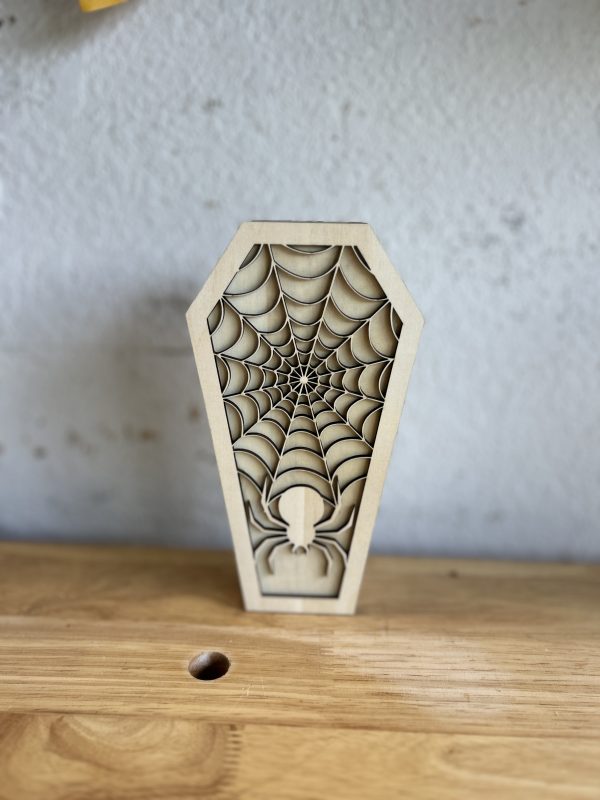 Halloween Laser Cut Candy Box SVG – Coffin Design with Spider Web Lid for XTool & LightBurn - Image 5