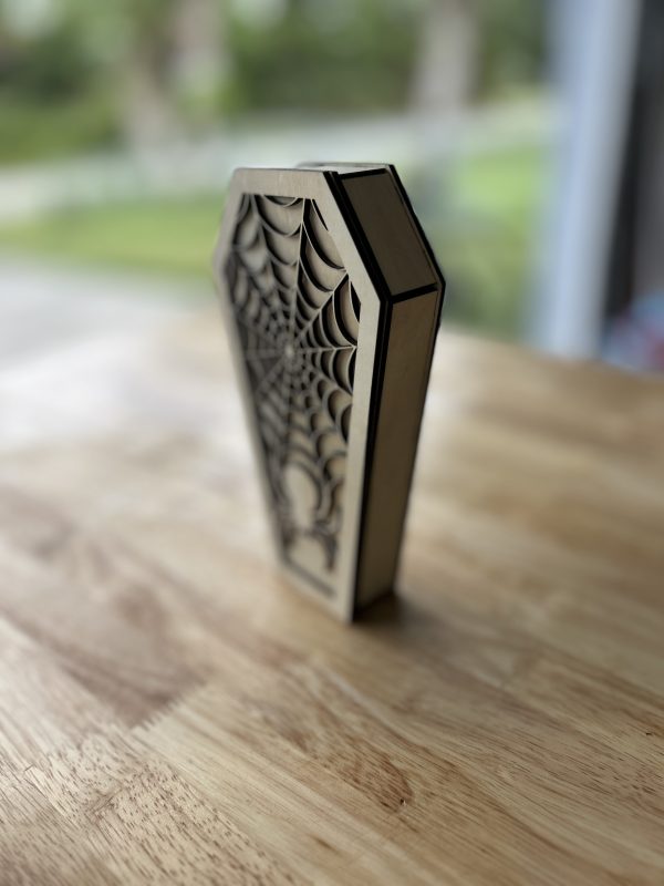 Halloween Laser Cut Candy Box SVG – Coffin Design with Spider Web Lid for XTool & LightBurn - Image 7
