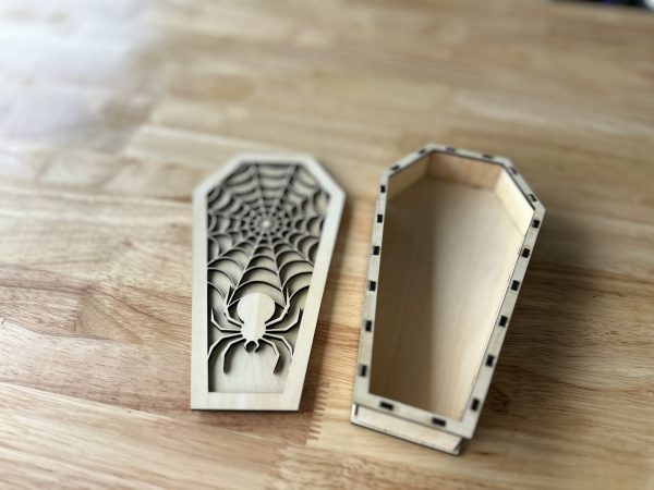 Halloween Laser Cut Candy Box SVG – Coffin Design with Spider Web Lid for XTool & LightBurn - Image 2
