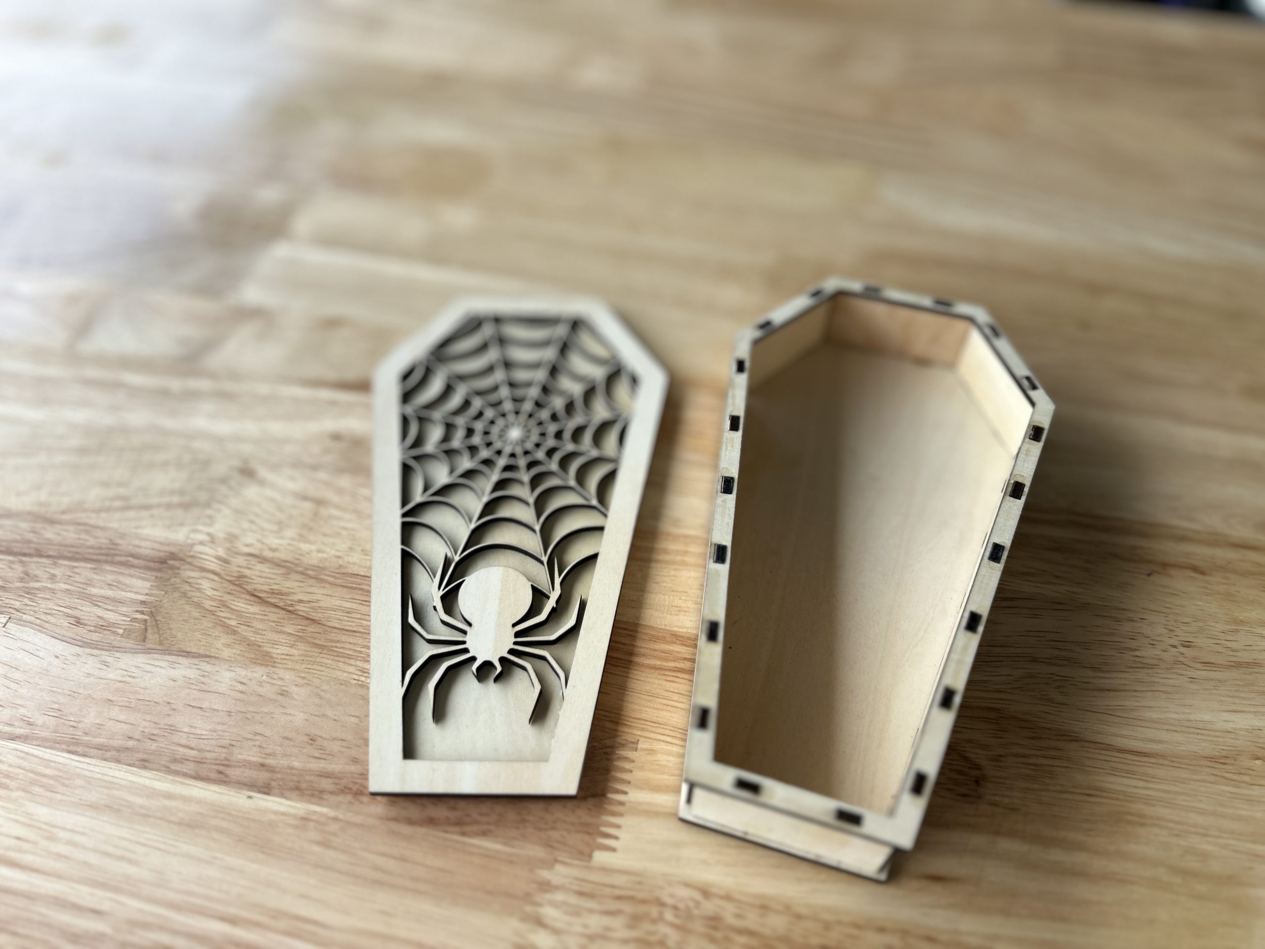 Halloween Laser Cut Candy Box SVG – Coffin Design with Spider Web Lid for XTool & LightBurn 2 Halloween Laser Cut Candy Box SVG – Coffin Design with Spider Web Lid for XTool & LightBurn - Image 2