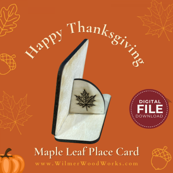 Laser Cut Maple Leaf Thanksgiving Name Tag SVG File – XTool, LightBurn Compatible - Image 2