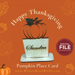 Laser Cut Pumpkin Name Card SVG – Thanksgiving Table Decor