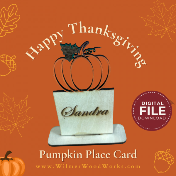 Laser Cut Pumpkin Name Card SVG – Thanksgiving Table Decor