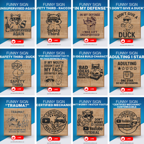 Funny Mechanic & Garage Coaster SVG Bundle – 12 Hilarious Laser-Ready Designs