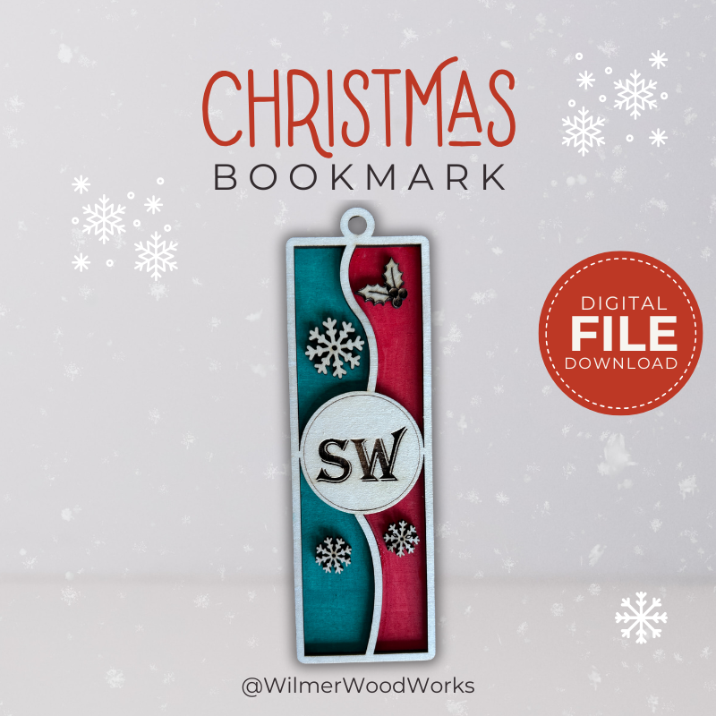 Christmas Monogram Bookmark SVG – Beginner Laser Cut File for Scrap Wood Projects 1 Christmas Monogram Bookmark SVG – Beginner Laser Cut File for Scrap Wood Projects